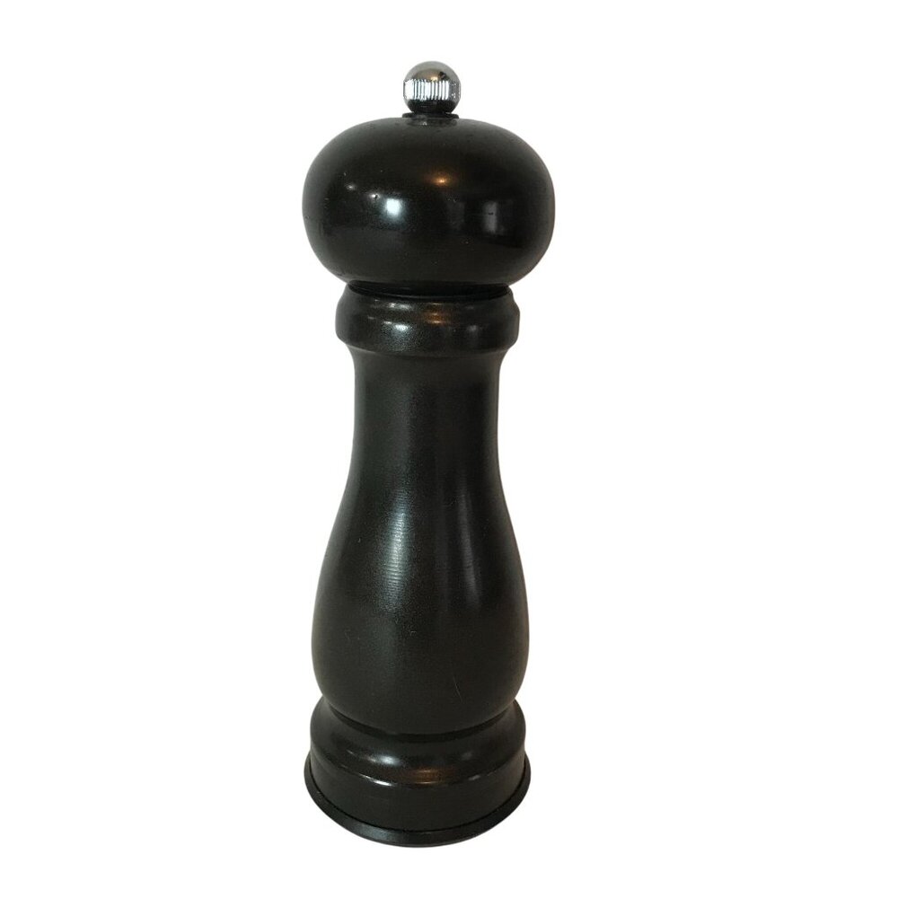 Trudeau Black Wood Pepper Grinder 8" Tall Adjustable Grinding Mechanism